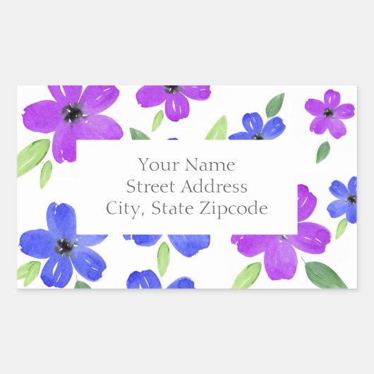 Floral Motif Labels voor Paarse en blauwe Waterver (Voorkant)