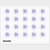 Floral Motif-labels voor Paarse en blauwe Waterver Ronde Sticker (Vel)