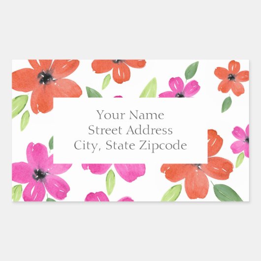 Floral Motif Labels voor warme roze en Oranje Wate (Voorkant)