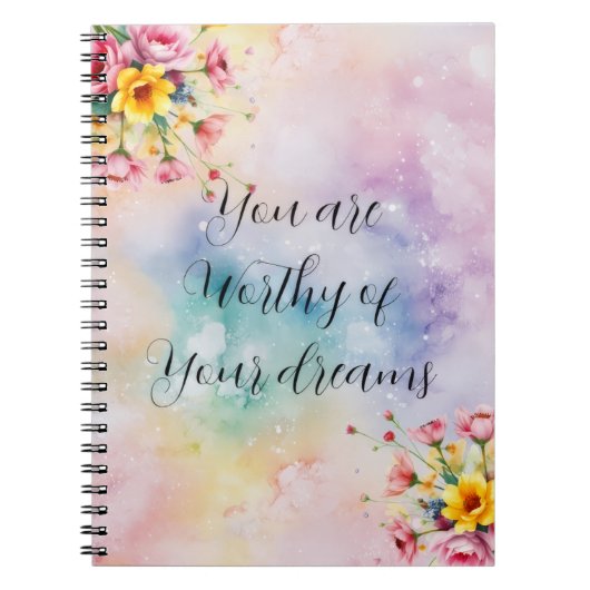 Floral Motivational Notebook | Aesthetic Pastal Notitieboek (Voorkant)