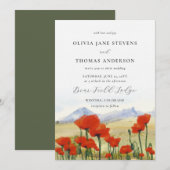 Floral Mountain Poppy Wildflower Weadow Weddenscha Kaart (Voorkant / Achterkant)