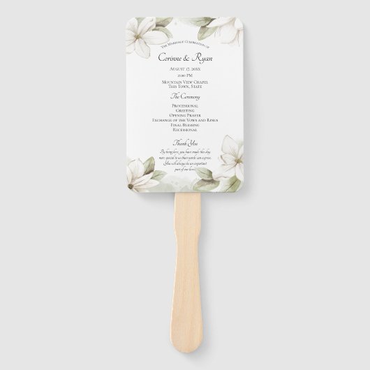 Floral Mountain Trouwprogramma Fan Handwaaier (Voorkant)