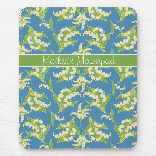  Floral Mousepad: Lelies van de Vallei, Blauw Muismat (Voorkant)