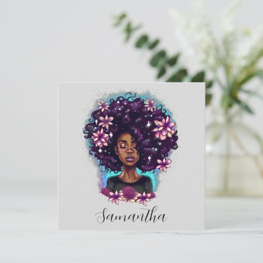 Floral mouszing Afro Woman (Staand voorkant)