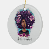 Floral mouszing Afro Woman Keramisch Ornament (Links)