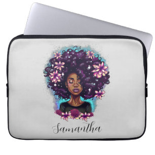 Floral mouszing Afro Woman Laptop Sleeve