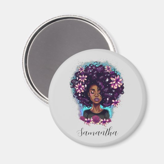 Floral mouszing Afro Woman Magneet (Voorkant / Achterkant)