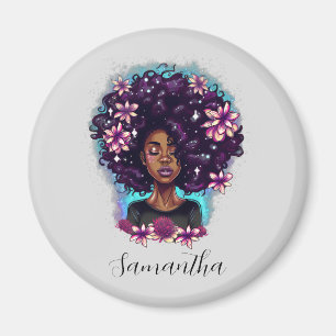 Floral mouszing Afro Woman Magneet