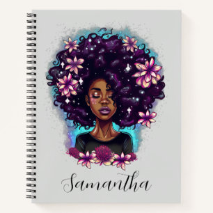 Floral mouszing Afro Woman Notitieboek
