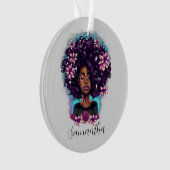 Floral mouszing Afro Woman Ornament (voorkant)