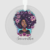 Floral mouszing Afro Woman Ornament (achterkant)