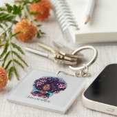 Floral mouszing Afro Woman Sleutelhanger (Voorkant Rechts)