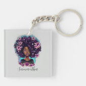 Floral mouszing Afro Woman Sleutelhanger (Achterkant)