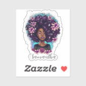 Floral mouszing Afro Woman Sticker (Vel)