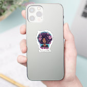 Floral mouszing Afro Woman Sticker (Telefoon)