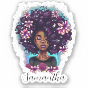 Floral mouszing Afro Woman Sticker