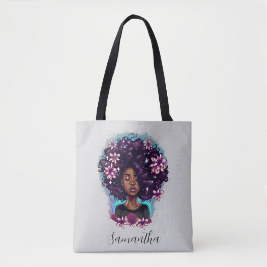 Floral mouszing Afro Woman Tote Bag (Voorkant)