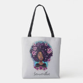 Floral mouszing Afro Woman Tote Bag (Achterkant)
