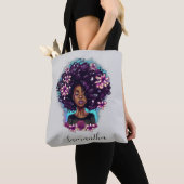 Floral mouszing Afro Woman Tote Bag (Dichtbij)