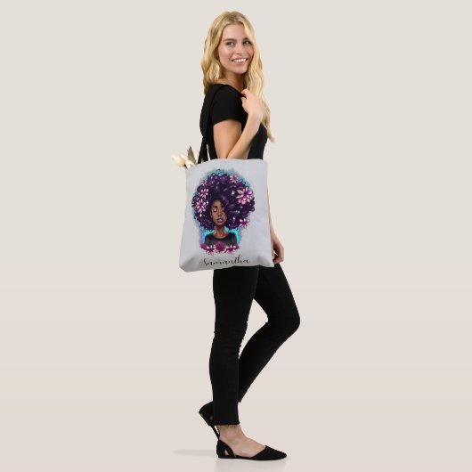 Floral mouszing Afro Woman Tote Bag (Op model)