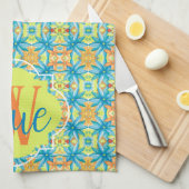 Floral mozaïek keukenhanddoek (Quarter Fold)