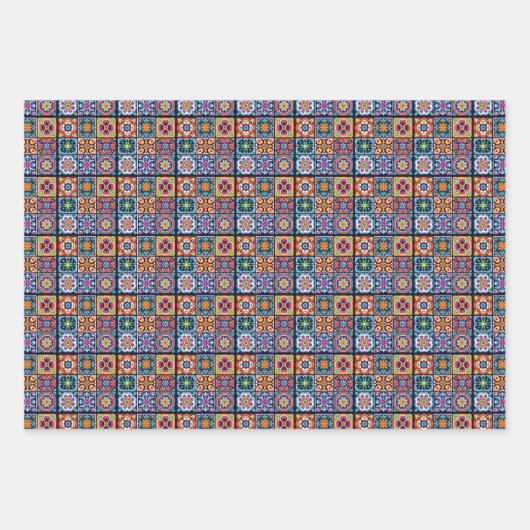 Floral mozaïek tegel ontwerp 8 inpakpapier vel (Voorkant 3)