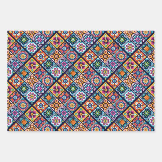 Floral mozaïek tegel ontwerp 8 inpakpapier vel (Voorkant 2)