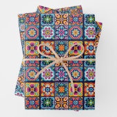 Floral mozaïek tegel ontwerp 8 inpakpapier vel (In situ)