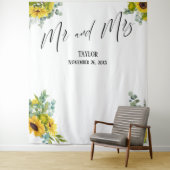 Floral Mr. en Mrs. Foto Achtergrond Wandkleed (In situ)