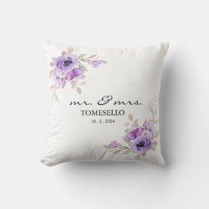 Floral Mr & Mrs Pas getrouwd/Jubileum Keepsake Kussen