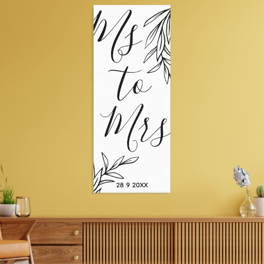 Floral Ms aan Mrs vrijgezellenfeest Canvas Print (Insitu (Woonkamer))