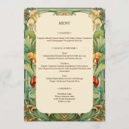 Floral Mucha Art Nouveau Rood en Sinaasappel Botan Menu