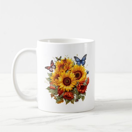 Floral Mug, Sunflower mug Koffiemok (Links)