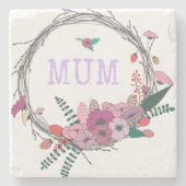 Floral Mum Stenen Onderzetter (Voorkant)
