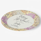 Floral Mum's the Word Surprise Baby Shower Papieren Bordje (Gekanteld)