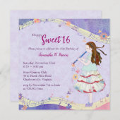 Floral Muse Sweet 16 Verjaardagsfeest Kaart (Voorkant / Achterkant)