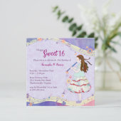 Floral Muse Sweet 16 Verjaardagsfeest Kaart (Staand voorkant)