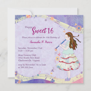 Floral Muse Sweet 16 Verjaardagsfeest Kaart