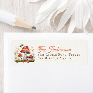 Floral Mushroom Bee Retouradres Etiket