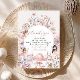 Floral Mushroom Fairy First Birthday Bedankkaart