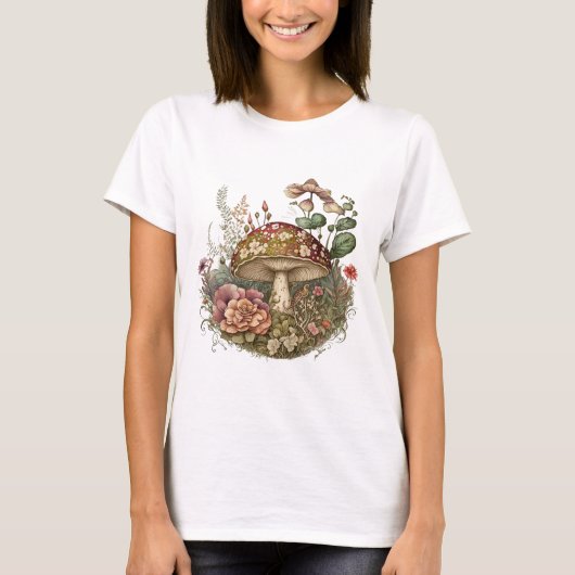 Floral Mushroom T-shirt voor dames (Voorkant)