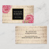 Floral Music Note Makeup Artist Hair Salon Visitekaartje (Voorkant / Achterkant)