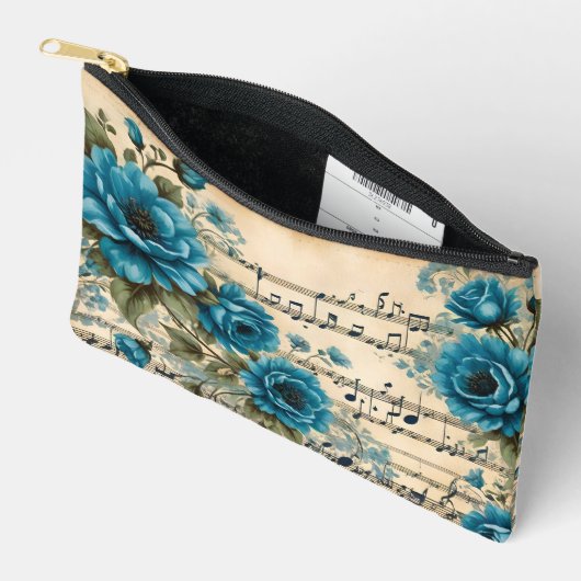 Floral Musical themed Accessory Pouch Etui (Open)