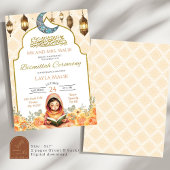 Floral Muslim Girl Bismillah Ceremonie Kaart