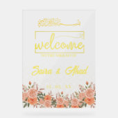 Floral Muslim Nikah Wedding Welkom Teken Acryl Bord (Voorkant)