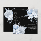 *~* Floral Muted Blue Bouquet AR15 QR RSVP WEDDING Kaart (Voorkant / Achterkant)