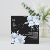 *~* Floral Muted Blue Bouquet AR15 QR RSVP WEDDING Kaart (Staand voorkant)
