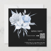 *~* Floral Muted Blue Bouquet AR15 QR RSVP WEDDING Kaart (Achterkant)