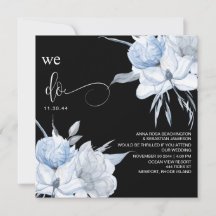 *~* Floral Muted Blue Bouquet AR15 QR RSVP WEDDING