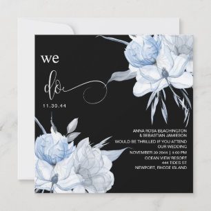 *~* Floral Muted Blue Bouquet AR15 QR RSVP WEDDING Kaart